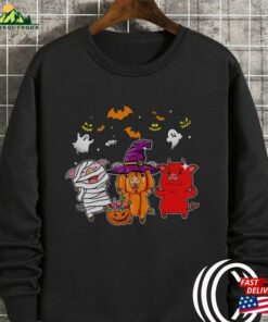 Cute Pigs In Mummy Wicked Witches Devil Spooky T-Shirt Halloween Sweatshirt Cat Classic Unisex