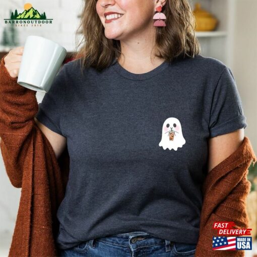 Cute Spooky Coffee T-Shirt Women’s Ghost Shirt Unisex