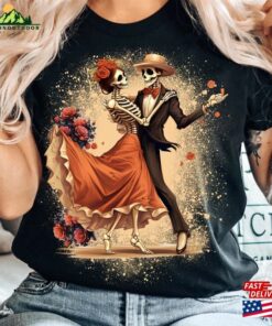 Dancing Skeleton Shirt Dia De Los Muertos 2023 Floral Skull Tshirt Hoodie Classic