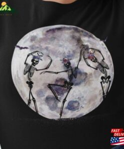 Dancing Skeletons Floral Moon Halloween Plus Size Shirt Spooky Season Clothing Pumpkin Patch Outfit T-Shirt Classic