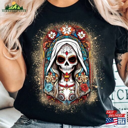 Day Of The Dead Shirt Floral Flower Crown Sugar Skull Dia De Los Muertos Unisex T-Shirt