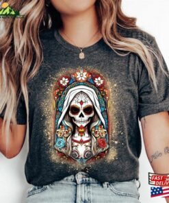 Day Of The Dead Shirt Floral Flower Crown Sugar Skull Dia De Los Muertos Unisex T-Shirt