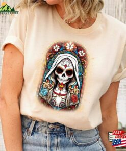 Day Of The Dead Shirt Floral Flower Crown Sugar Skull Dia De Los Muertos Unisex T Shirt 3
