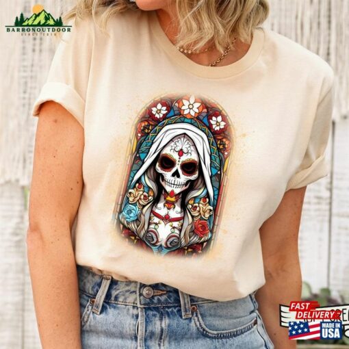 Day Of The Dead Shirt Floral Flower Crown Sugar Skull Dia De Los Muertos Unisex T-Shirt