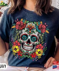 Dia De Los Muertos Shirt Mexican Floral Skull Latina Unisex T-Shirt