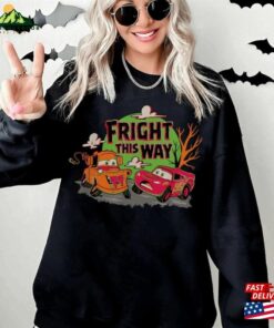 Disney Cars Mater Fright This Way Halloween T-Shirt Mcqueen Lightning Shirt Custome Sweatshirt Classic