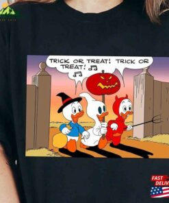 Disney Duck Huey Dewey And Louie Trick Or Treat Halloween Vintage 2023 Comfort Colors® Shirt Sweatshirt Classic