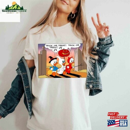 Disney Duck Huey Dewey And Louie Trick Or Treat Halloween Vintage 2023 Comfort Colors® Shirt Sweatshirt Classic