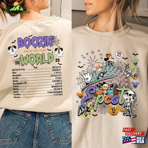 Disney Epcot World Tour Shirt Halloween Boozin Around The 2023 Classic Sweatshirt