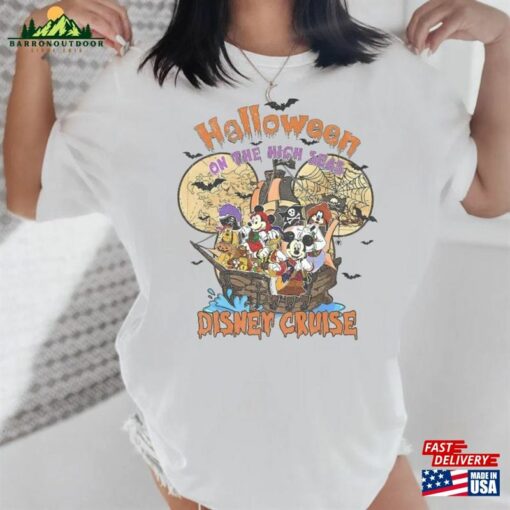 Disney Halloween On The High Seas 2023 Shirt Retro T-Shirt Cruise Tee Birthday Gift Funny Classic Unisex