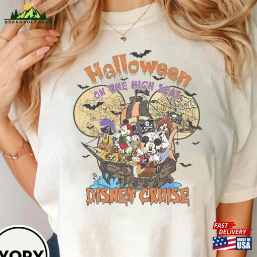 Disney Halloween On The High Seas 2023 Shirt Retro T-Shirt Cruise Tee Birthday Gift Funny Classic Unisex