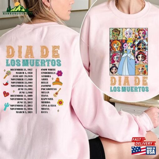 Disney Halloween Princess Skull Day Of The Dead Dia De Los Muertos Shirts Mexican Unisex Hoodie