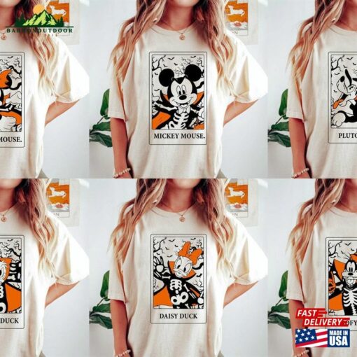 Disney Halloween Skeleton Shirt Mickey And Friends Tarot T-Shirt Funny Costume Sweatshirt