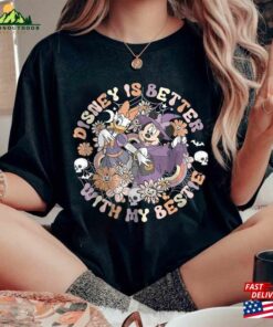 Disney Is Better With My Bestie Shirt Retro Minnie Daisy Halloween Wdw Disneyland Party 2023 Tees Unisex T-Shirt