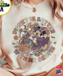 Disney Is Better With My Bestie Shirt Retro Minnie Daisy Halloween Wdw Disneyland Party 2023 Tees Unisex T-Shirt