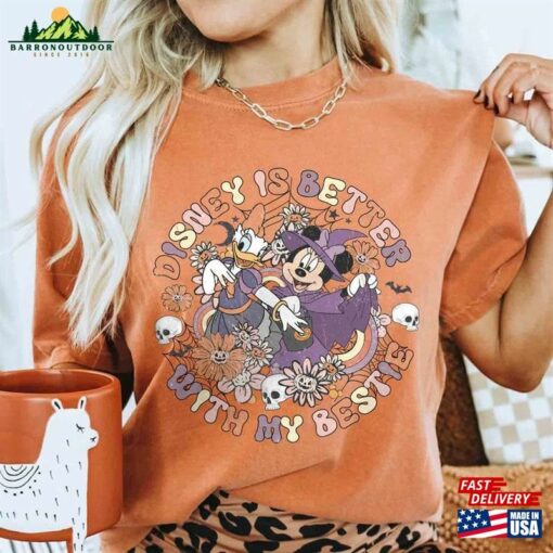 Disney Is Better With My Bestie Shirt Retro Minnie Daisy Halloween Wdw Disneyland Party 2023 Tees Unisex T-Shirt