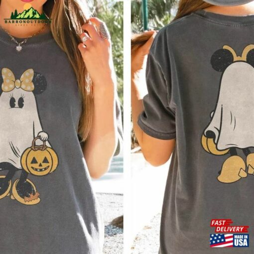 Disney Mickey Ghost Halloween Two Sided Comfort Colors Shirt And Friends Family Classic Hoodie
