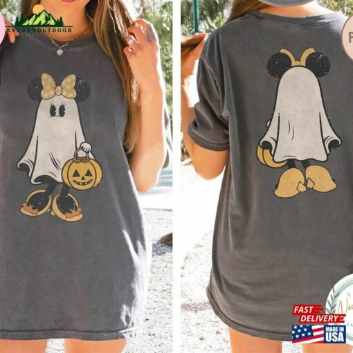 Disney Mickey Ghost Halloween Two Sided Comfort Colors Shirt And Friends Family Classic Sweatshirt