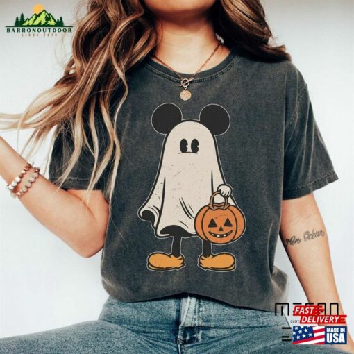 Disney Mickey Halloween Comfort Colors Shirt Pumpkin Tee Retro Ghost Unisex Sweatshirt