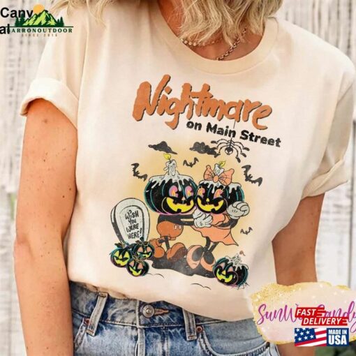 Disney Nightmare On Main Street Shirt Vintage Halloween Mickey Minnie Unisex Sweatshirt