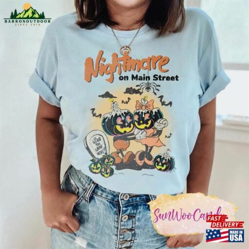 Disney Nightmare On Main Street Shirt Vintage Halloween Mickey Minnie Unisex Sweatshirt