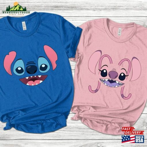 Disney Stitch And Angel 2023 Shirt Airplane Matching Couple Trip Sweatshirt T-Shirt