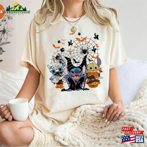 Disney Stitch Halloween Shirt Pumpkin Tee Horror Unisex T-Shirt