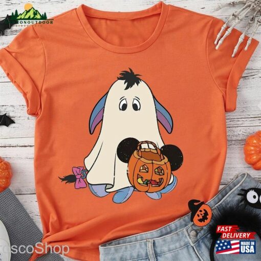 Disney Winnie The Pooh Character Halloween Comfort Colors Shirt Eeyore Ghost Classic Sweatshirt