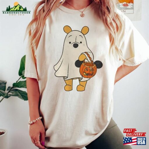 Disney Winnie The Pooh Character Halloween Comfort Colors Shirt Ghost Retro Spooky Season Hoodie Unisex