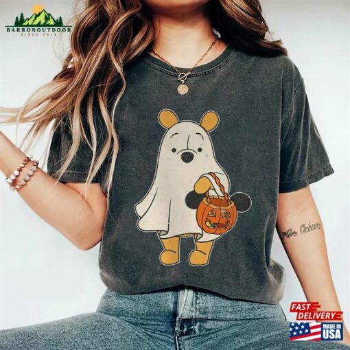 Disney Winnie The Pooh Character Halloween Comfort Colors Shirt Ghost Retro Spooky Season Hoodie Unisex