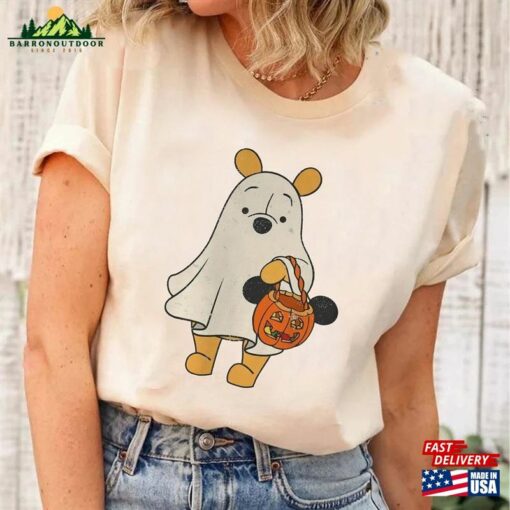 Disney Winnie The Pooh Character Halloween Comfort Colors Shirt Ghost Retro Spooky Season Hoodie Unisex