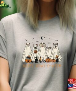 Dog Ghost Shirt Cute Halloween Retro Crewneck T-Shirt Classic