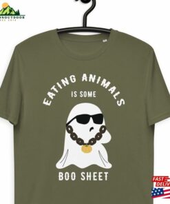 Eating Animals Is Some Boo Sheet Funny Vegan Halloween Unisex Organic Cotton T Shirt Cute Ghost T-Shirt