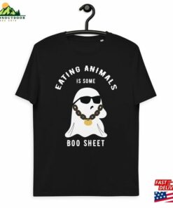 Eating Animals Is Some Boo Sheet Funny Vegan Halloween Unisex Organic Cotton T Shirt Cute Ghost T-Shirt