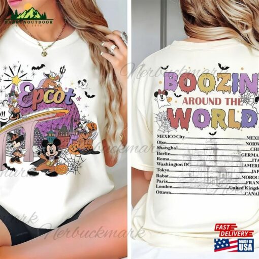 Epcot Halloween Comfort Colors Shirt Boozin Around The World 2023 Unisex Sweatshirt