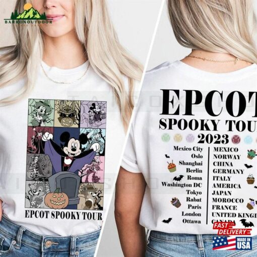 Epcot Halloween Spooky Tour 2023 Shirt Disney 2 Sided The Eras Family Hoodie T-Shirt