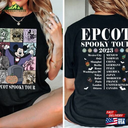 Epcot Halloween Spooky Tour 2023 Shirt Disney 2 Sided The Eras Family Hoodie T-Shirt