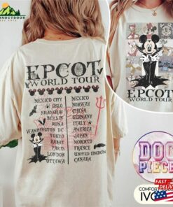 Epcot World Tour Halloween Comfort Color Shirt Mickey And Friends Disneyland Hoodie Classic 3
