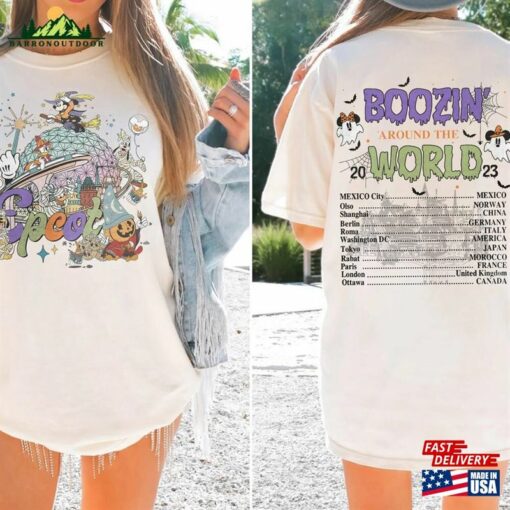 Epcot World Tour Halloween Comfort Colors Shirt Drink Around The Hoodie Sweatshirt