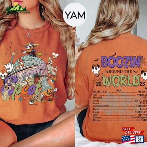 Epcot World Tour Halloween Comfort Colors Shirt Drinking Around The Classic Hoodie