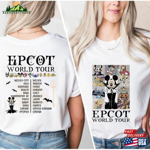 Epcot World Tour Halloween Shirt Mickey And Friends Disney Shirts Drink Around The Sweatshirt T-Shirt