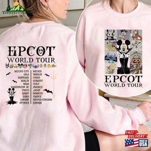 Epcot World Tour Halloween Shirt Mickey And Friends Disney Shirts Drink Around The Sweatshirt T-Shirt