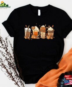 Fall Coffee T-Shirt Halloween Pumpkin Latte Drink Tee Unisex