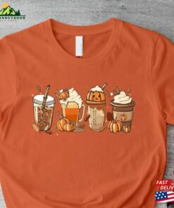 Fall Coffee T-Shirt Halloween Pumpkin Latte Drink Tee Unisex