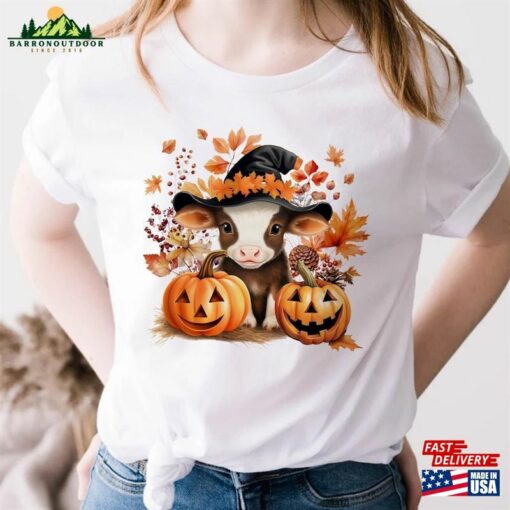 Fall Cow Shirt Pumpkin Western Classic Unisex
