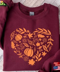 Fall Heart Shirt Sweatshirt Women Autumn Doodles Sweater Unisex