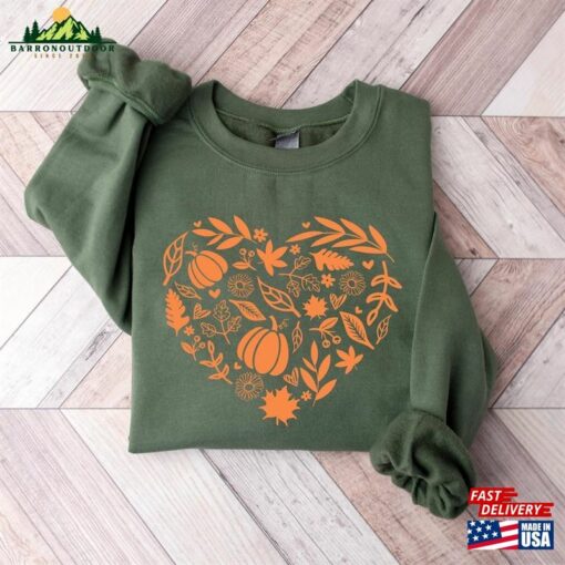 Fall Heart Shirt Sweatshirt Women Autumn Doodles Sweater Unisex