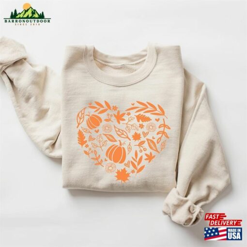 Fall Heart Shirt Sweatshirt Women Autumn Doodles Sweater Unisex