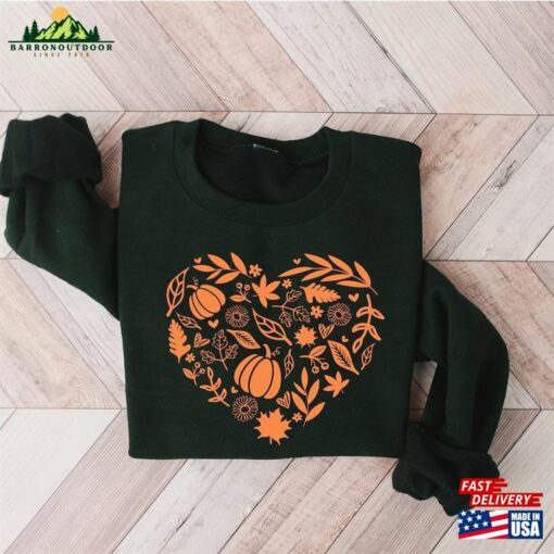 Fall Heart Shirt Sweatshirt Women Autumn Doodles Sweater Unisex