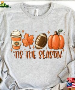 Fall Long Sleeve Tee Tis The Season Pumpkin Football Leaf Coffee Shirt Patch Classic Hoodie